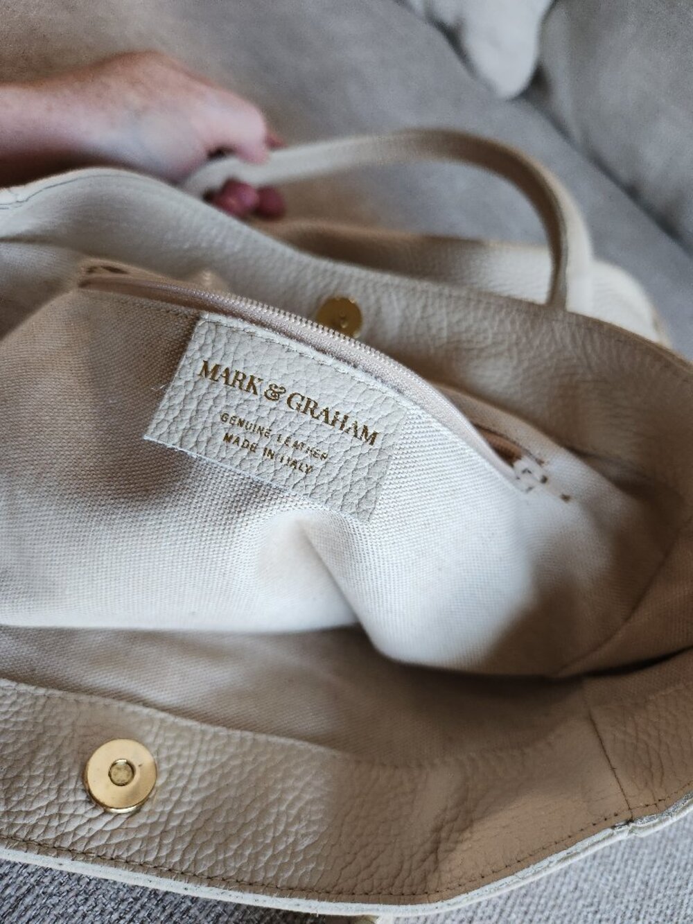 MARK & GRAHAM Elisabetta midi tote Ivory snap close
